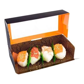 quality Caja de papel del sushi de encargo de Brown de la impresión del logotipo con la cartulina blanca del acondicionamiento de los alimentos de la ventana factory
